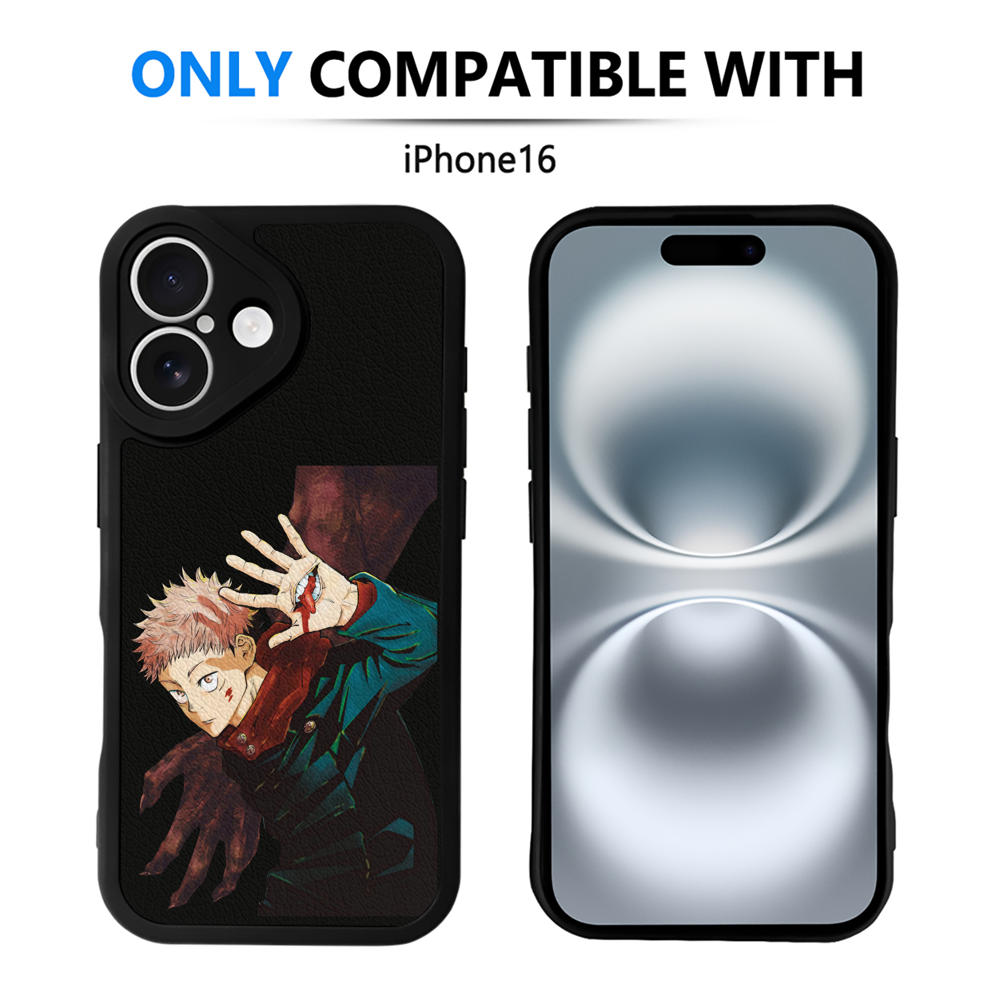 （画像用） 呪術廻戦 Jujutsu Kaisen 【iPhone 16シリーズ対応】シリコンスマホケース（レザー調） 材質：シリコン